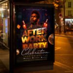 A professional After Work Party Flyer Template featuring sleek lounge lighting, modern cocktail motifs, and chic display typography.