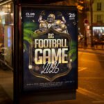 An eye-catching "Football Game" invitation flyer template showing sharp 300 DPI resolution, professional sports aesthetic, and high-impact design.