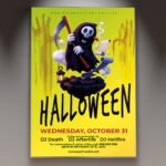 A professional Halloween Night 2026 Flyer Template featuring dark atmospheric gradients, gothic horror typography, and spooky design motifs.