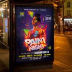 An eye-catching "Paint Night" invitation flyer template showing sharp 300 DPI resolution, professional artistic aesthetic, and high-impact design.