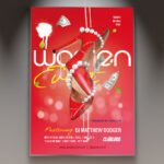 A professional Women Party Flyer Template featuring chic lighting effects, elegant color gradients, and bold modern typography.