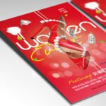 Customizable ladies night event poster in PSD format with stylish design details, organized Photoshop layers, and premium placeholders for event details.