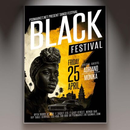 Black Festival Flyer Template — PSD template preview