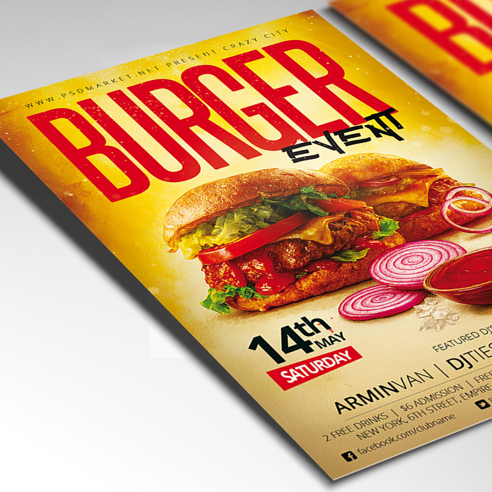 Burger Event Flyer Template — PSD template preview 2