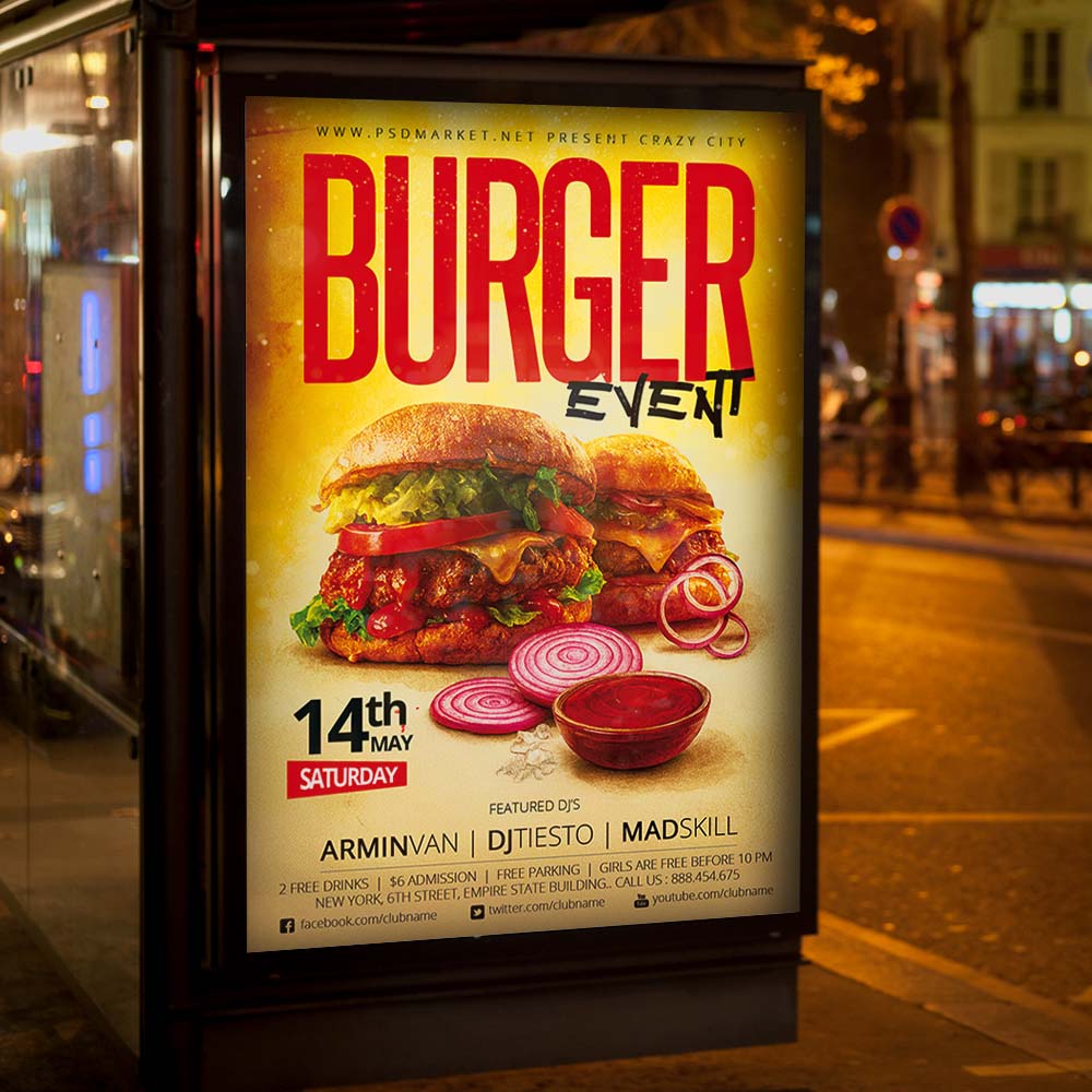 Burger Event Flyer Template — PSD template preview 3