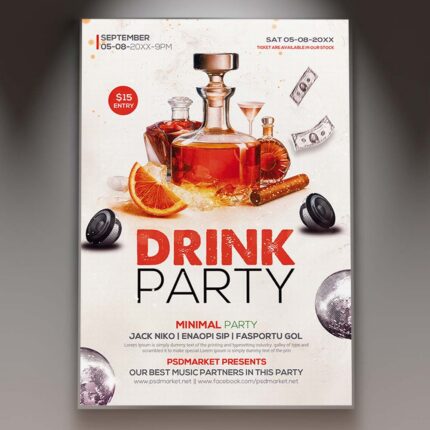 Drink Party Flyer Template — PSD template preview