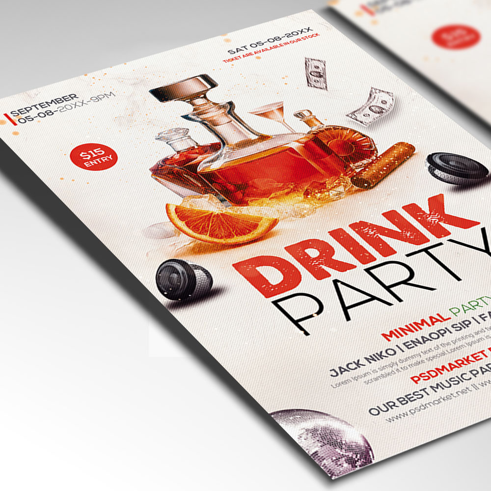 Drink Party Flyer Template — PSD template preview 2