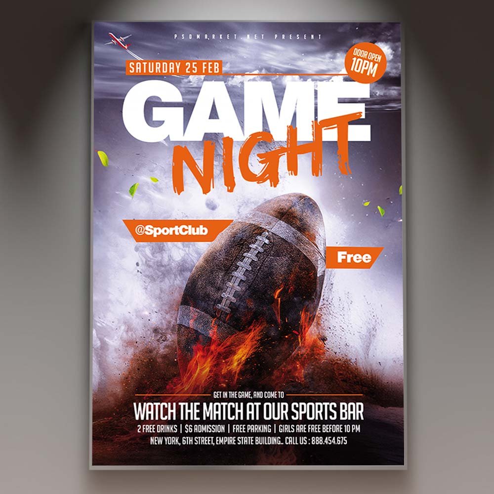 Game Night Flyer Template — PSD template preview