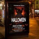 An eye-catching "Halloween Sale" invitation flyer template showing sharp 300 DPI resolution, professional commercial aesthetic, and high-impact design.
