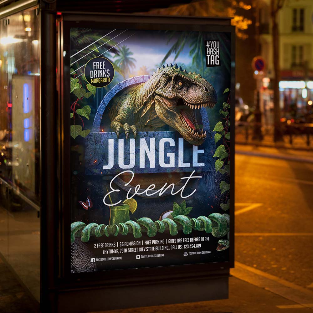 Jungle Event Flyer Template — PSD template preview 3