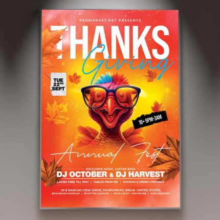 Thanks Giving Party Flyer Template — PSD template preview