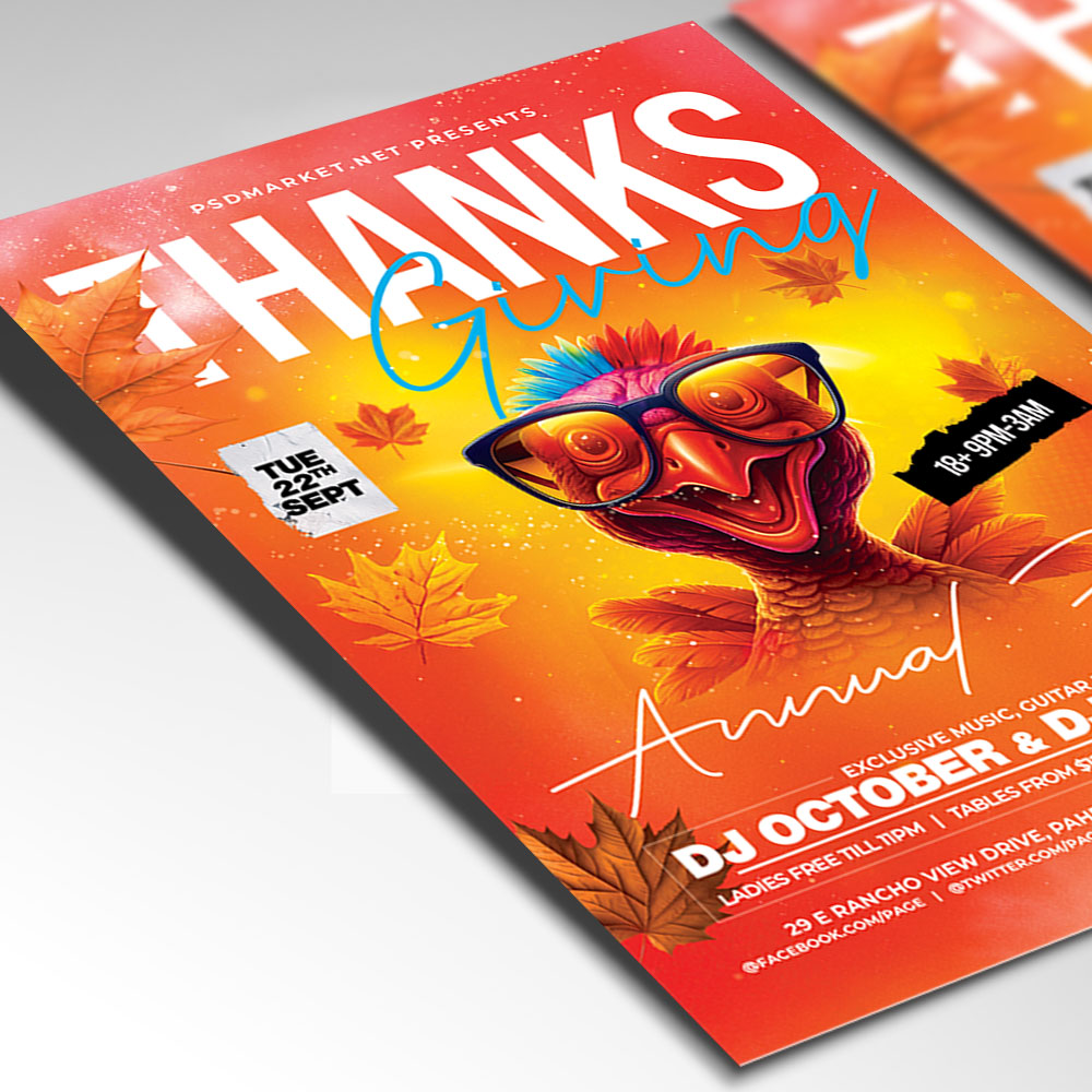 Thanks Giving Party Flyer Template — PSD template preview 2