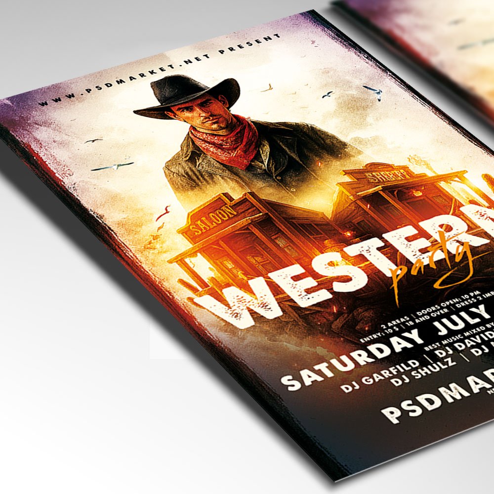 Western Party Flyer Template — PSD template preview 2