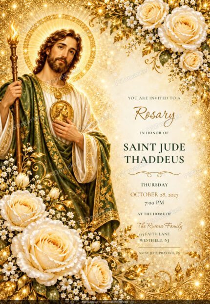 Saint Jude Rosary Prayer Invitation PSD with PSDmarket preview watermark