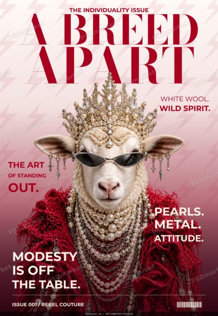 A Breed Apart couture sheep editorial cover with revised natural-proportion typography