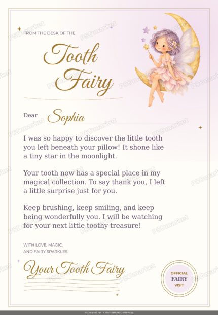 Tooth Fairy Magical Mail Letter PSD — PSD template preview