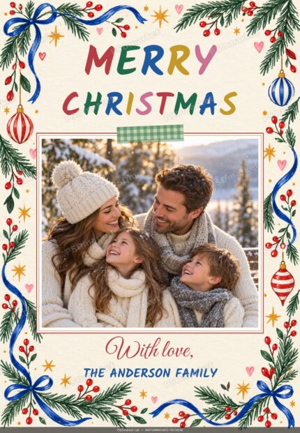 Christmas Year in Review Two-Sided Photo Card PSD — PSD template preview