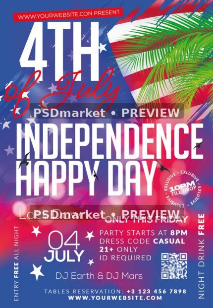 4th of July Independence Day Flyer PSD Template — PSD template preview