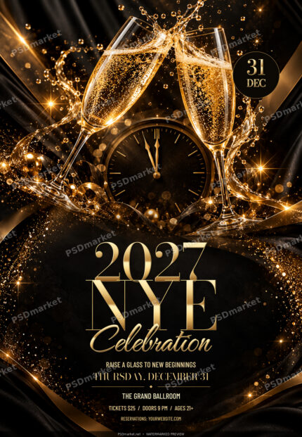 Champagne Midnight editable PSD flyer protected preview