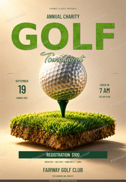 Fairway Greens Charity Golf Flyer PSD Template