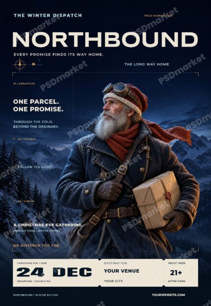 Northbound Christmas Eve Gathering Flyer PSD Template watermarked preview