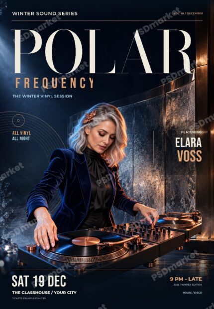 Polar Frequency Winter DJ Night Flyer PSD Template watermarked preview