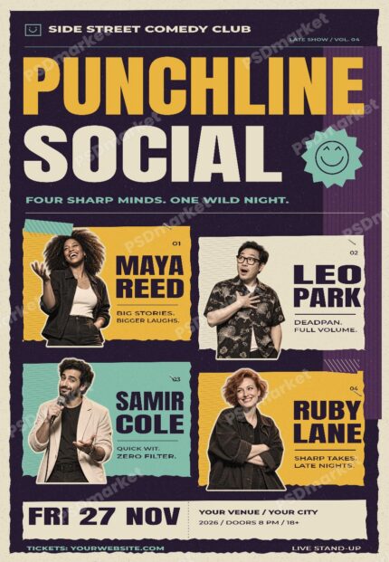 Punchline Social editable flyer template, protected PSDmarket preview