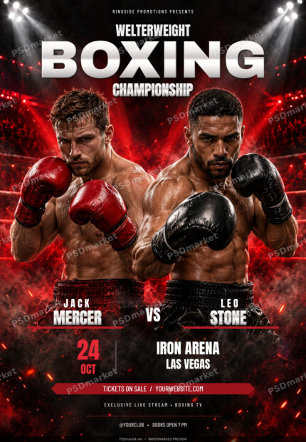 Ringside Rivalry editable PSD flyer protected preview