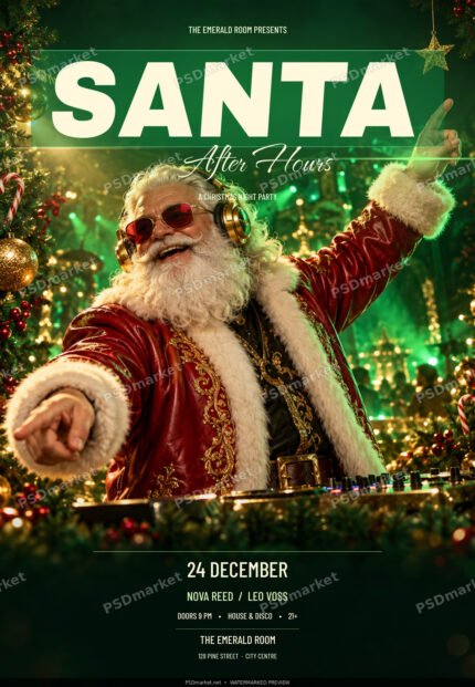 Santa After Hours Christmas night party flyer protected preview