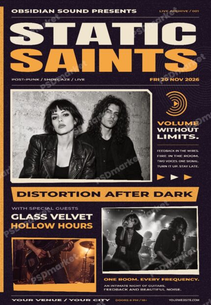 Static Saints editable flyer template, protected PSDmarket preview