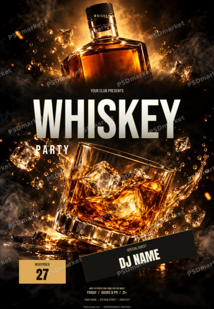 Whiskey Noir Party Flyer PSD Template