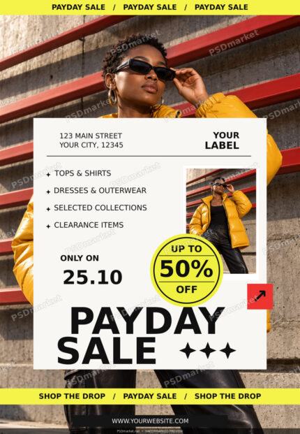 Yellow Label Sale Fashion Flyer PSD Template