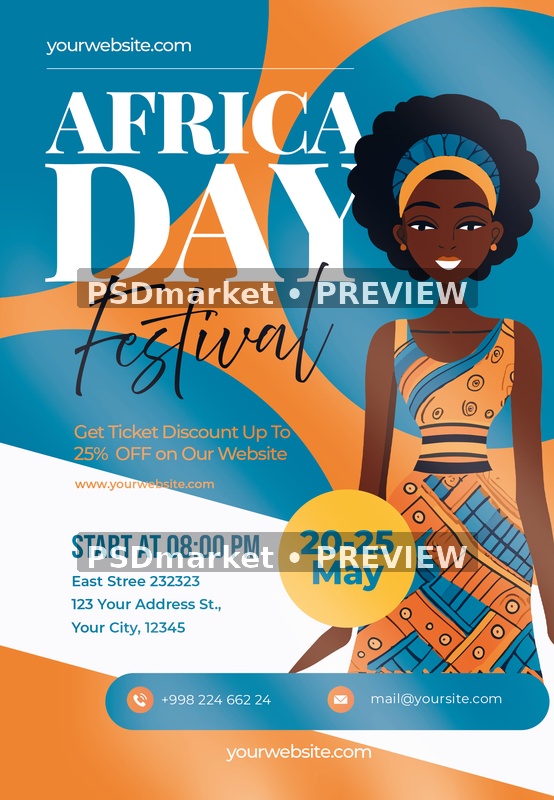 Africa Day Festival Flyer PSD Template — PSD template preview