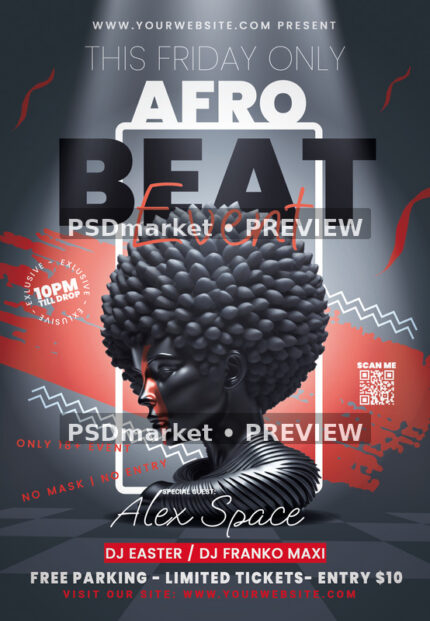 Afro Beat Event Flyer PSD Template — PSD template preview