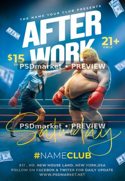 After Work Party Flyer PSD Template — PSD template preview