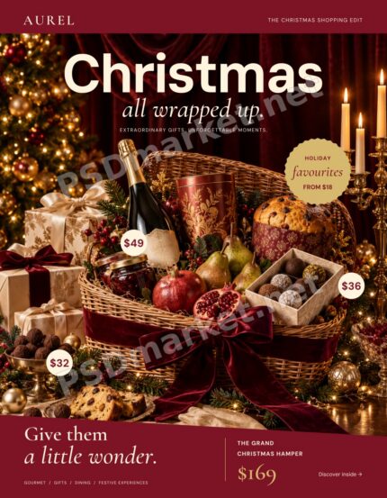 AUREL Christmas Shopping Catalog Template – 12 Pages in PSD + SVG — PSD template preview