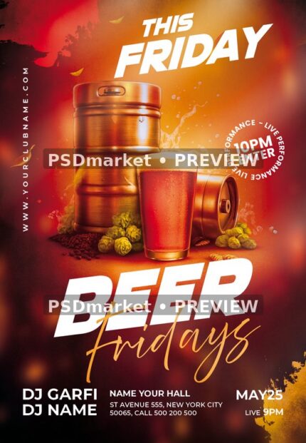 Beer Keg and Pint Friday Flyer — supplied source artwork preview