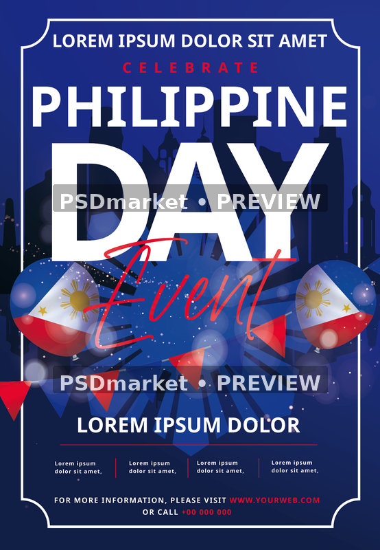 Blue Philippine Day Event Flyer PSD Template — PSD template preview