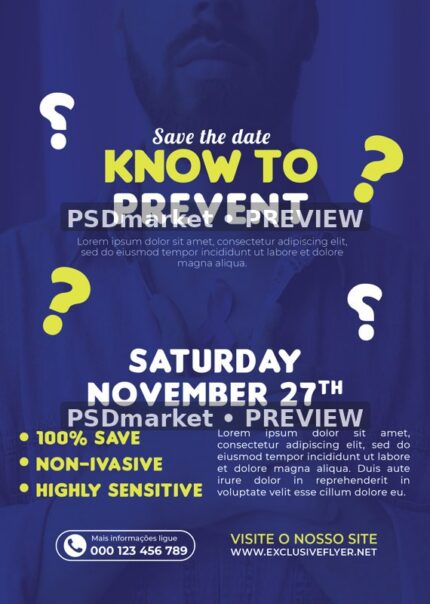 Blue Portrait November Awareness Flyer PSD Template — PSD template preview
