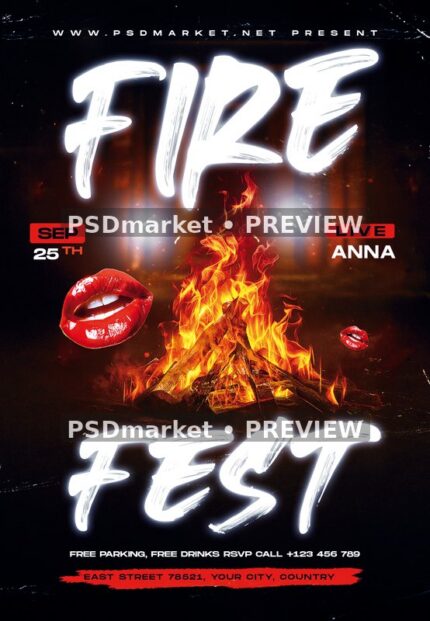 Bonfire and Lips Fire Fest Flyer — supplied source artwork preview
