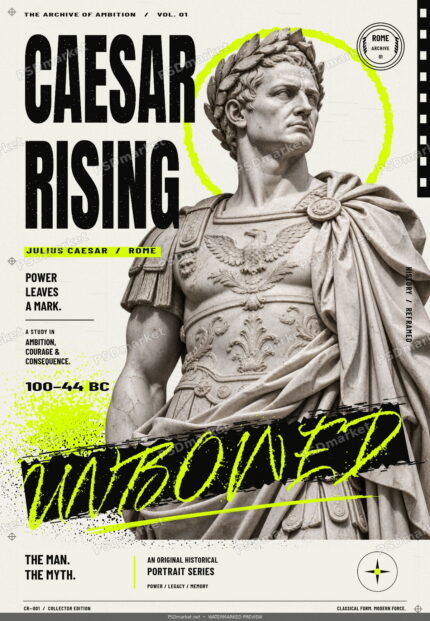 CAESAR RISING Historical Editorial Poster PSD Template — PSD template preview