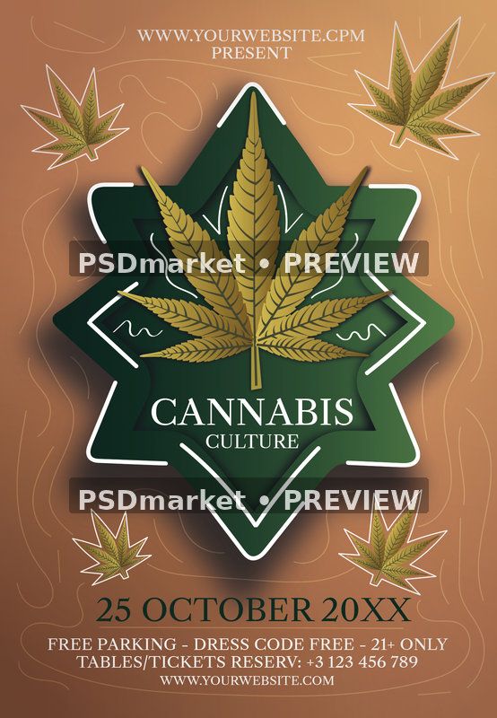 Cannabis Culture Event Flyer PSD Template — PSD template preview