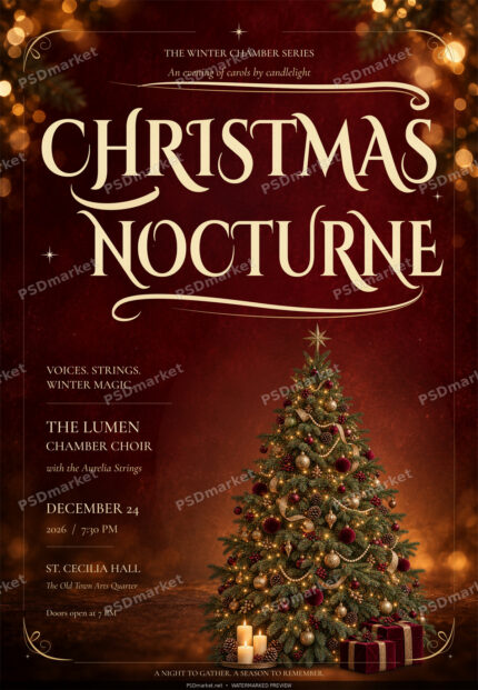Christmas Nocturne Concert Flyer PSD Template with the standard PSDmarket watermark
