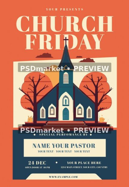 Church Friday Event Flyer PSD Template — PSD template preview