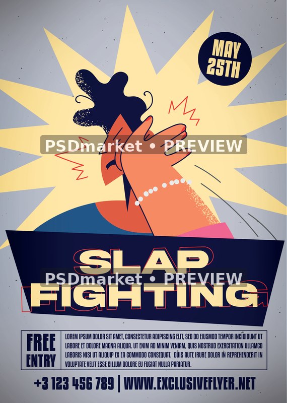 Comic Slap Fighting Championship Flyer PSD Template — PSD template preview
