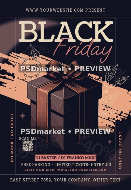 Copper Gift Black Friday Night Flyer PSD Template — PSD template preview