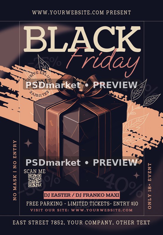 Copper Gift Black Friday Night Flyer PSD Template — PSD template preview