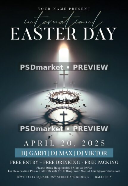 Crown of Thorns International Easter Day Flyer PSD Template — PSD template preview
