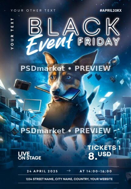 Cyber Dog Black Friday Event Flyer PSD Template — PSD template preview