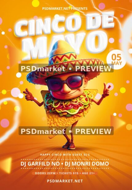 Dancing Taco Cinco de Mayo Flyer — watermarked artwork preview